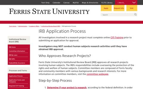 IRB Application Process - Ferris State University