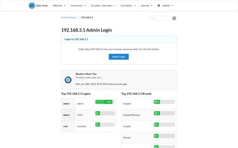 192.168.3.1 Admin Login - Clean CSS