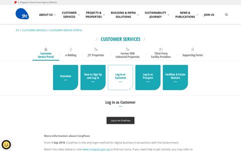 Customer Services Portal - Log in as Customer - JTC