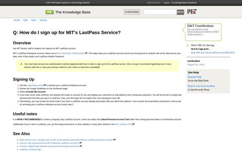 How do I sign up for MIT's LastPass Service? - IS&T ...