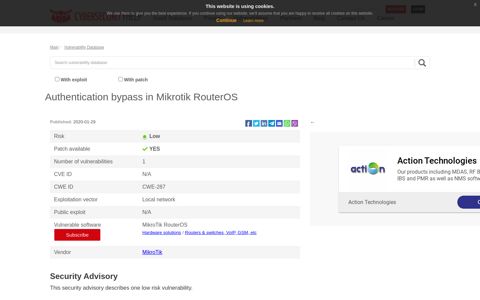 Authentication bypass in Mikrotik RouterOS
