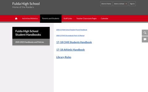 Fulda High School Student Handbooks / 2020-2021 ...