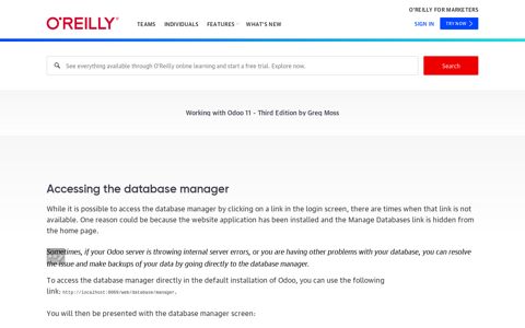 Accessing the database manager - Working with Odoo 11 ...
