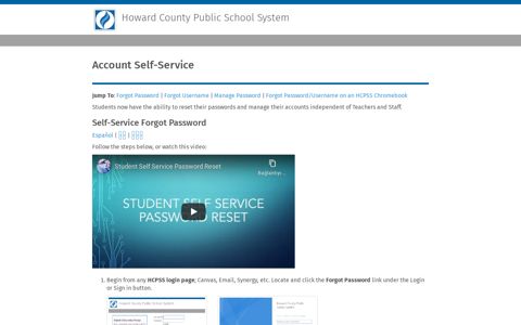 Account Self-Service - HCPSS.me