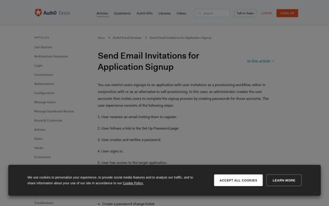 Send Email Invitations for Application Signup - Auth0