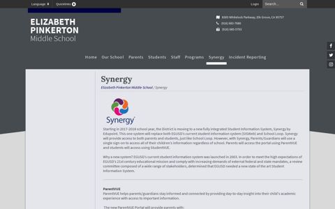 Synergy - Elizabeth Pinkerton Middle School