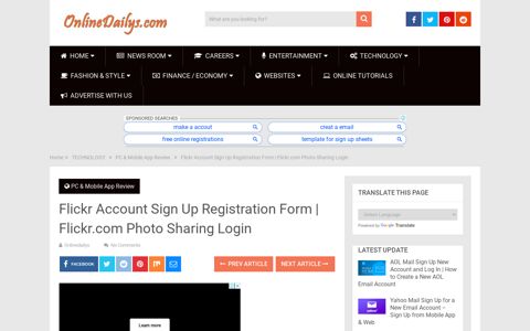 Flickr Account Sign Up Registration Form | Flickr.com Photo ...