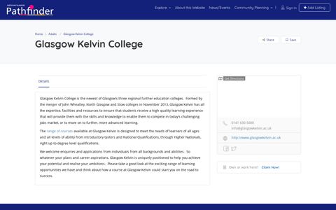 Glasgow Kelvin College – North East Glasgow Pathfinder