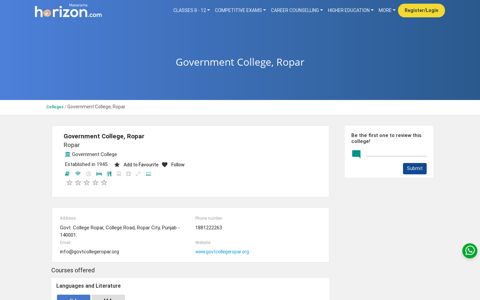 Government College, Ropar - Manorama Horizon