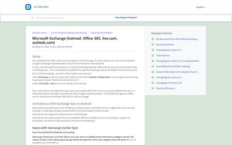Microsoft Exchange (hotmail, Office 365, live.com, outlook.com ...