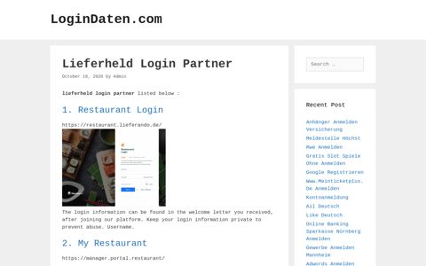 Lieferheld Partner - Restaurant Login - LoginDaten.com