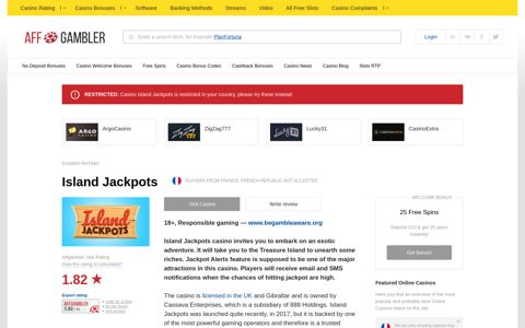 Island Jackpots Casino Review & Ratings - AffGambler