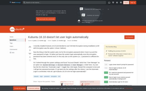 Kubuntu 16.10 doesn't let user login automatically - Ask Ubuntu