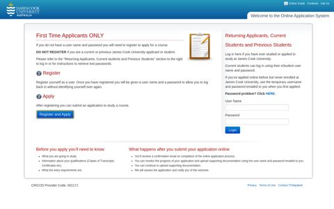 eStudent - Online Application System Registration/Login -