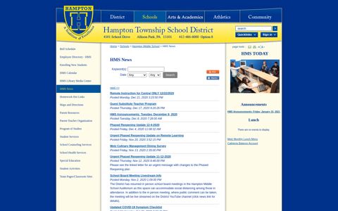HMS News - Hampton Township School District