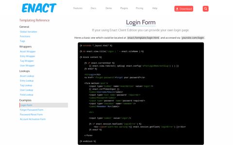 Login Form | Templating Reference | Enact CMS