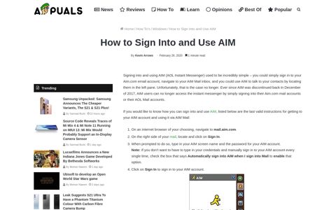 How to Sign Into and Use AIM - Appuals.com