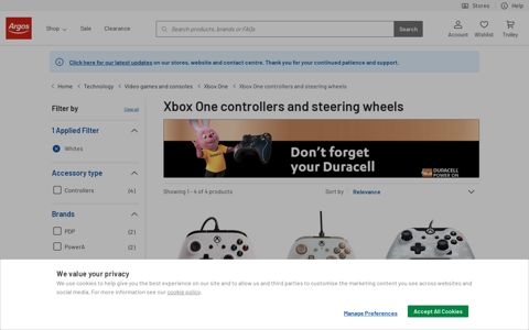 Whites Xbox One controllers and steering wheels | Argos