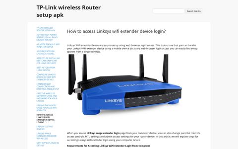 How to access Linksys wifi extender device login? - TP-Link ...
