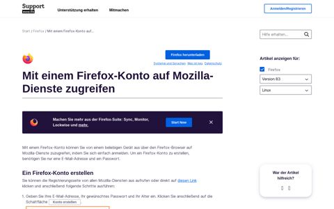 Mit einem Firefox-Konto auf Mozilla-Dienste zugreifen ...