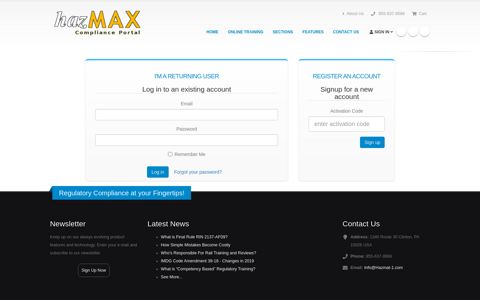 Already have an account? Log In! - hazMAX | Compliance Portal
