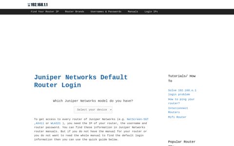 Juniper Networks routers - Login IPs and default usernames ...