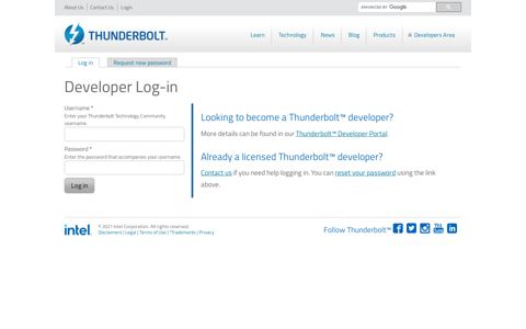 Developer Log-in | Thunderbolt Technology Community