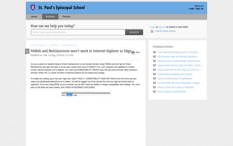 FAWeb and Netclassroom won't work in Internet Explorer or ...