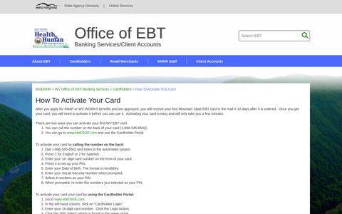 WV Office of EBT Banking Services