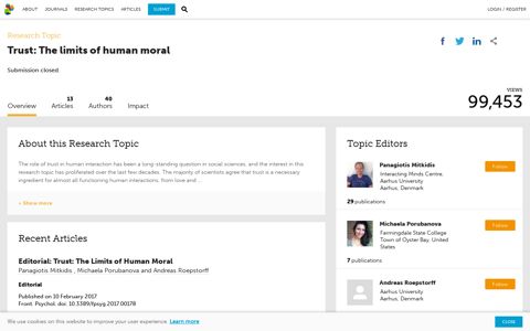 Trust: The limits of human moral | Frontiers Research Topic