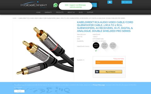 KabelDirekt RCA Audio Video Cable/Cord (Subwoofer Cable ...
