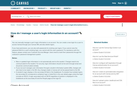How do I manage a user's login information in an a... - Canvas ...