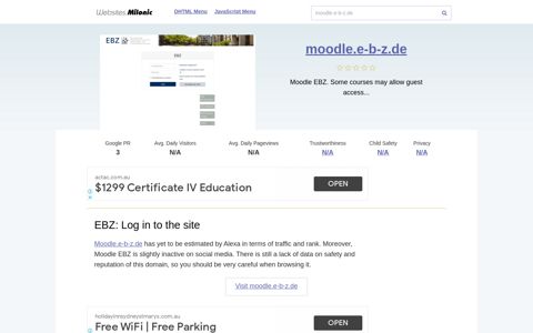 Moodle.e-b-z.de website. EBZ: Log in to the site.