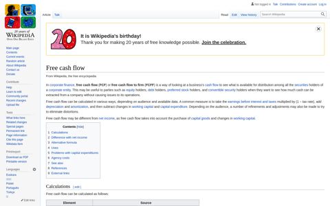 Free cash flow - Wikipedia
