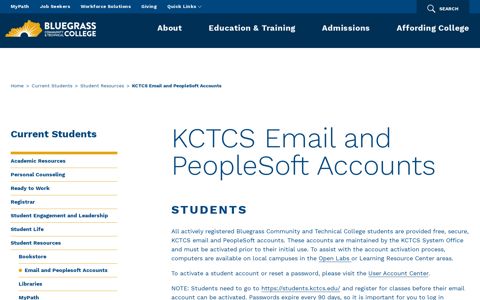 KCTCS Email and PeopleSoft Accounts | BCTC