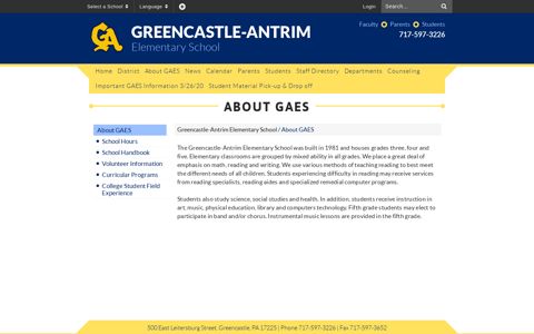 About GAES - Greencastle-Antrim Elementary School