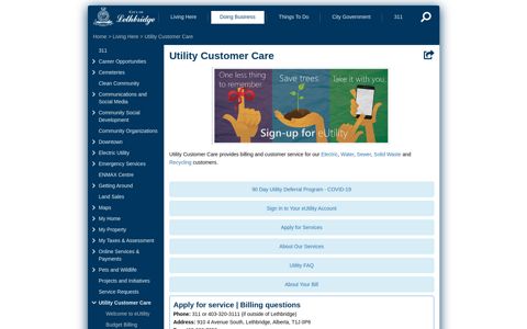 Utility Customer Care - City of Lethbridge