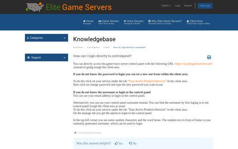 How can I login directly to controlpanel? - Elite Game Servers