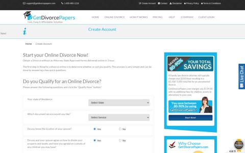 Create Your Account : GetDivorcePapers.com