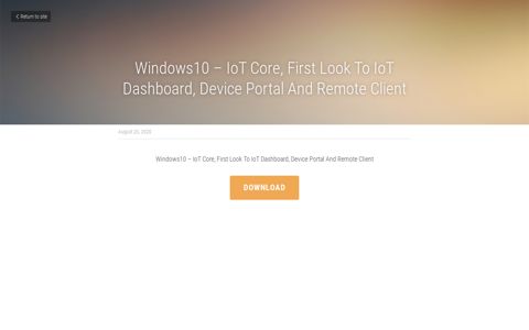 Windows10 – IoT Core, First Look To IoT Dashboard, Device ...