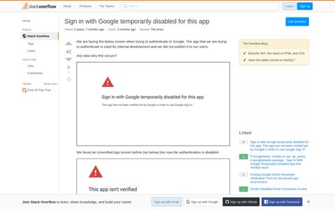 Sign in with Google temporarily disabled for this app - Stack ...