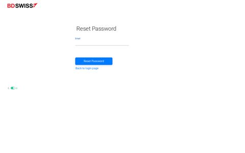 Reset Password - BDSwiss EU - Account Portal