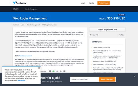 iWeb Login Management | Website Management | Freelancer