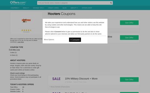 15% off Hooters Coupons & Specials (Dec. 2020) - Offers.com