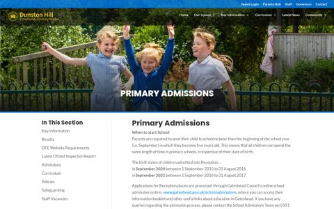 Primary Admissions | Dunston Hill Community Primary School