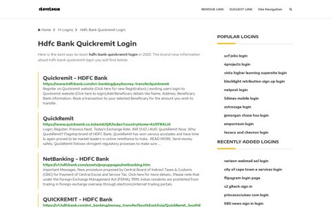 Hdfc Bank Quickremit Login ❤️ One Click Access