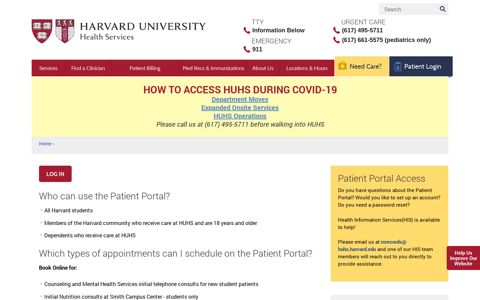 Patient Portal | Harvard University Health Services