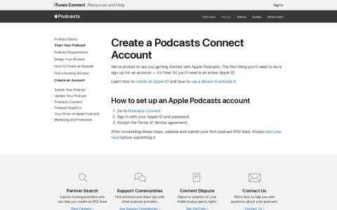 Create an Apple Podcasts Account - Podcaster Support - Apple