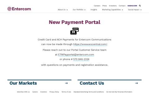 New Payment Portal - Entercom Communications