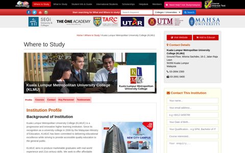 Profile Kuala Lumpur Metropolitan University College (KLMU ...